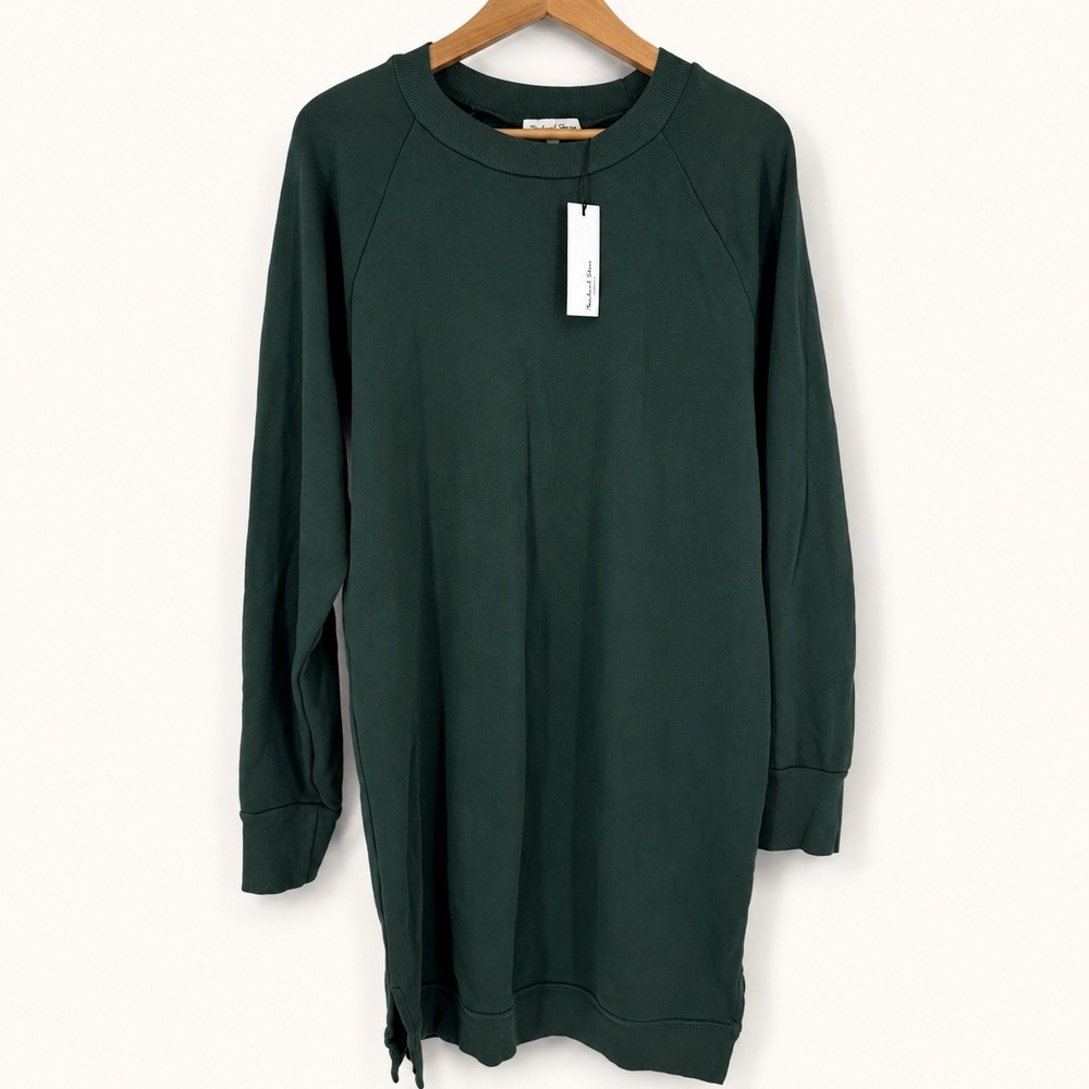 NEW Michael Stars Small Lolly Sweatshirt Dress Forest Green Travel Comfortcore
